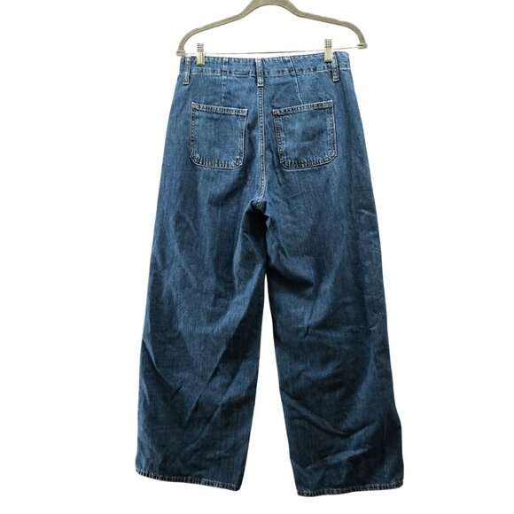 Old Navy Drapey High Rise Baggy Jeans Womens 4 Blue Cotton Wide Leg - Picture 2 of 10